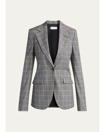 Stella Mccartney Slim Checked Single-breasted Blazer Jacket In Grey