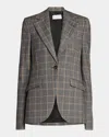 Stella Mccartney Slim Checked Single-breasted Blazer Jacket In Gray