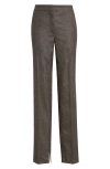 Stella Mccartney Slim Fit Check Split Hem Wool Pants In Camel/ Grey