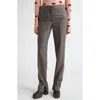 Stella Mccartney Slim Fit Check Split Hem Wool Pants In Camel/grey