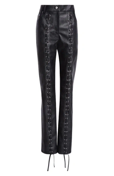 Stella Mccartney Slim Fit Lace-up Faux Leather Pants In Black