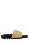 Stella Mccartney Raffia Woven Strap Flat Sole Slippers In Beige O Tan