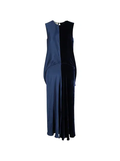 Pre-owned Stella Mccartney Slit-back Velvet Satin Maxi Dress In Black