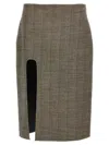 Stella Mccartney Brown Slit Tweed Skirt In Brown