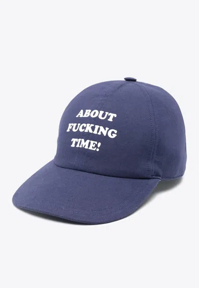 Stella Mccartney Slogan Print Baseball Cap In Blue