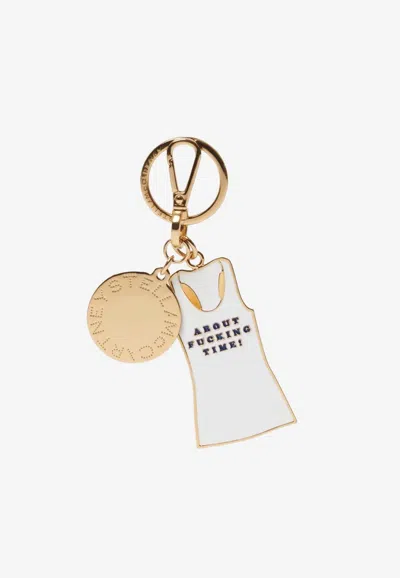 Stella Mccartney Slogan Tank Top Keychain In Burgundy