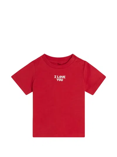 Stella Mccartney Babies' Slogan-print Press-stud T-shirt In Red