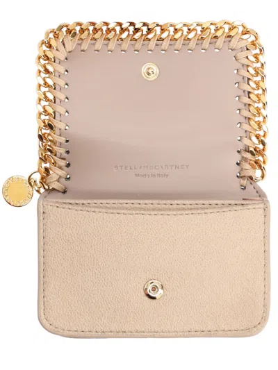 Stella Mccartney Small Chain Wallet With Snap Closure In Beige