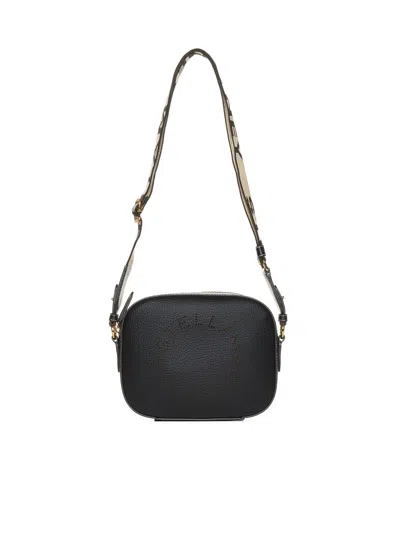 Stella Mccartney Small Embossed Camera Shoulder Bag In Black