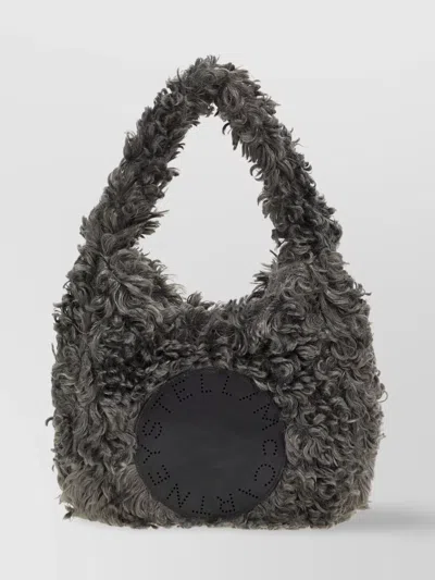Stella Mccartney Small Faux Fur Texture Shoulder Bag In Grey