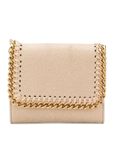 Stella Mccartney Small Flap Wallet Eco Shaggy Deer W/gold Color Chain In Butter Cream