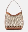 STELLA MCCARTNEY SMALL KNOTTED FAUX LEATHER-TRIMMED TOTE BAG