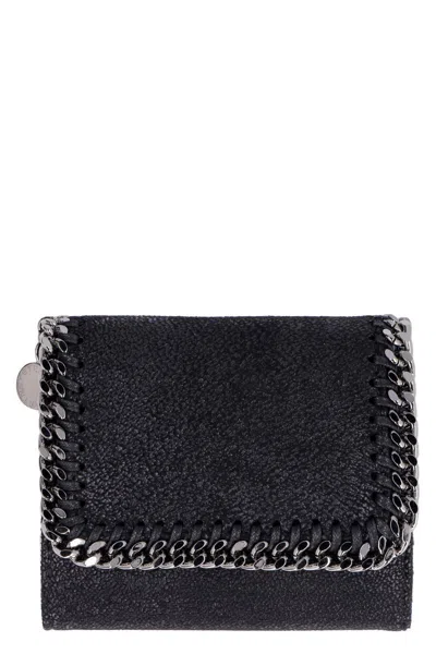 Stella Mccartney Falabella Shaggy Deer Flap Wallet In Black
