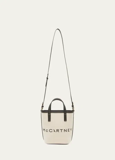 Stella Mccartney Small Logo Eco Canvas Tote Bag In Ecru