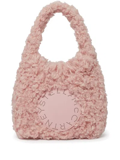 Stella Mccartney Small Logo Plush Teddy Tote Bag In 粉色