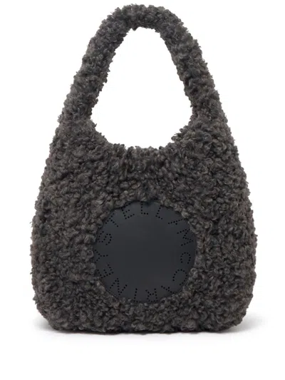 Stella Mccartney Small Logo Plush Teddy Tote Bag In 灰色