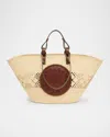 Stella Mccartney Small Logo Raffia Basket Tote Bag In Natural Tan