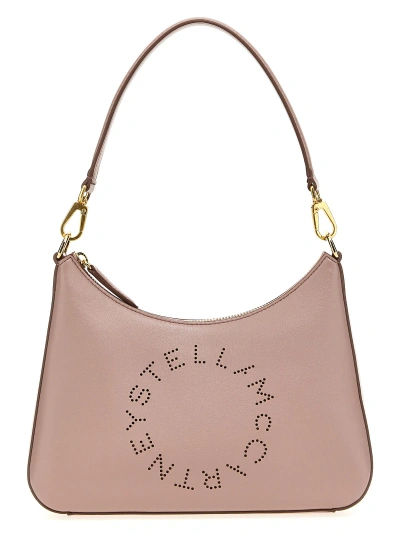 Stella Mccartney Logo Small Faux Leather Shoulder Bag In Nude & Neutrals