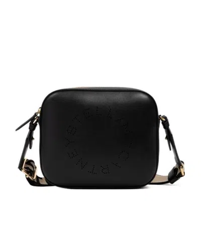 Stella Mccartney Small Perforated-logo Camera Bag In Black