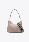 Stella Mccartney Small Perforated Logo Shoulder Bag In Beige
