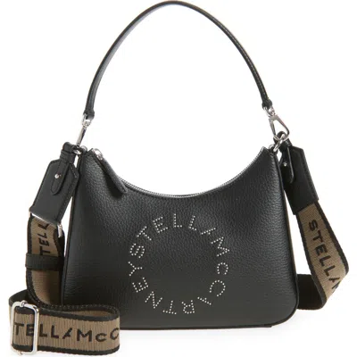 Stella Mccartney Small Studded Logo Faux Leather Shoulder Bag In Black