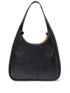 Stella Mccartney Eco Alter Nappa Perforated Logo Slouchy Hobo In Black
