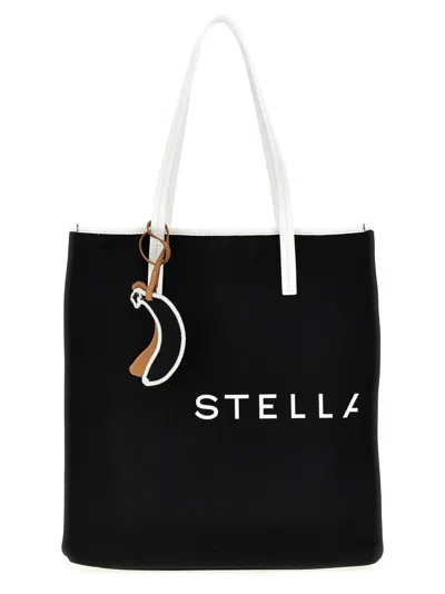 Stella Mccartney Large Shopping Bag With Dual Contrast Handles And Decorative Charm In White