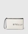 Stella Mccartney Smc Canvas Pouch In Ecru And Black