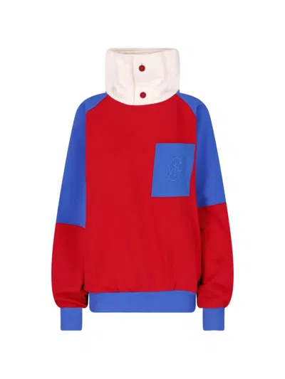 Stella Mccartney Logo-embroidered Color-block Cotton-jersey Sweatshirt In Multi