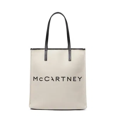 Stella Mccartney Smc Canvas Large Handbag In Nude