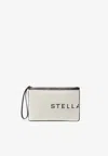 Stella Mccartney Smc Logo Canvas Zip Pouch In White