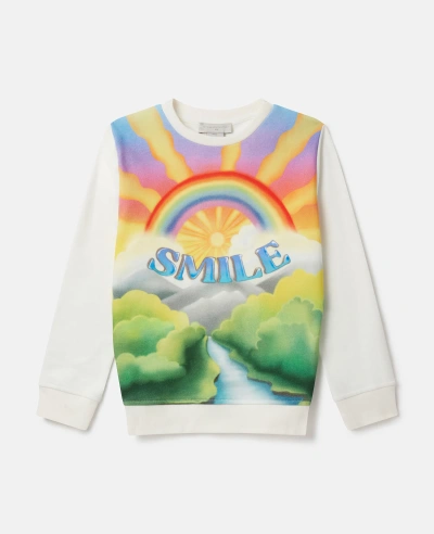 Stella Mccartney Kids' Smile Print Sweatshirt In Ivory