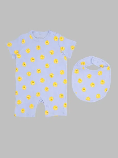 Stella Mccartney Smiley Face Print Cotton Underwear Set In Blue