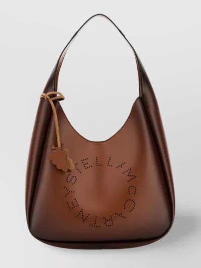 Stella Mccartney Smooth Finish Top Handle Shopping Bag With Detachable Charm In Brandy