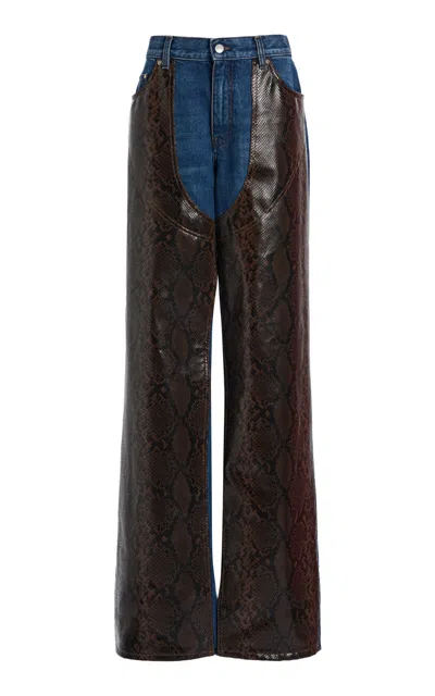 Stella Mccartney Snake-effect Chap Mid-rise Straight-leg Jeans In Medium Wash