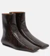 Stella Mccartney Snake-effect Faux Leather Ankle Boots In Brown