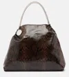 Stella Mccartney Snake-effect Faux Leather Tote Bag In Brown