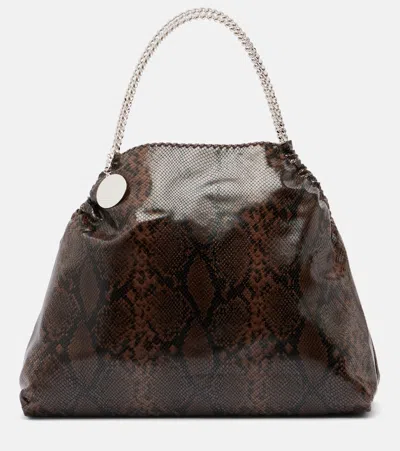 Stella Mccartney Snake-effect Faux Leather Tote Bag In Brown