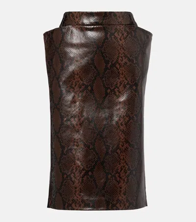 Stella Mccartney Snake-effect Midi Skirt In Brown