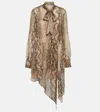 Stella Mccartney Python Print Silk Chiffon Dress In Brown