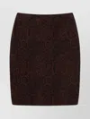 Stella Mccartney Textured Snakeskin Jacquard Wool Blend Midi Skirt In Brown