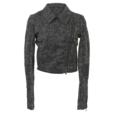 Stella Mccartney Snake Print Moto Jacket In Black Cotton