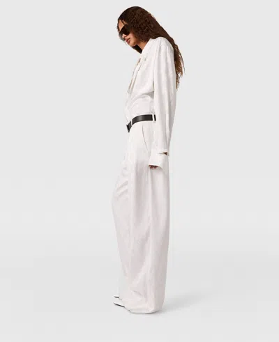Stella Mccartney Snake Print Pleated Straight-leg Pants In White