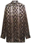 Stella Mccartney Snake Print Satin Pyjama Shirt In Brown