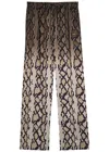 Stella Mccartney Snake Print Satin Pyjama Trousers In Brown