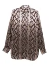 Stella Mccartney Long Sleeve Collared Shirt With Snake Print In Brown