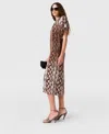 Stella Mccartney Snake Print Shoulder Pad Midi Dress In Brown