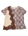 Stella Mccartney Snake Print Top In Nude Cotton In Brown