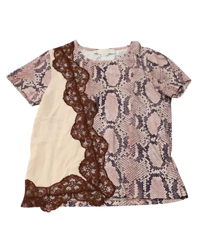 Stella Mccartney Snake Print Top In Nude Cotton In Brown