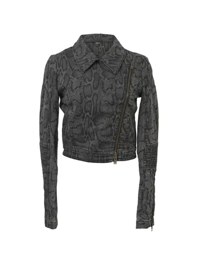Pre-owned Stella Mccartney Snake-print Denim Jacket In Gray